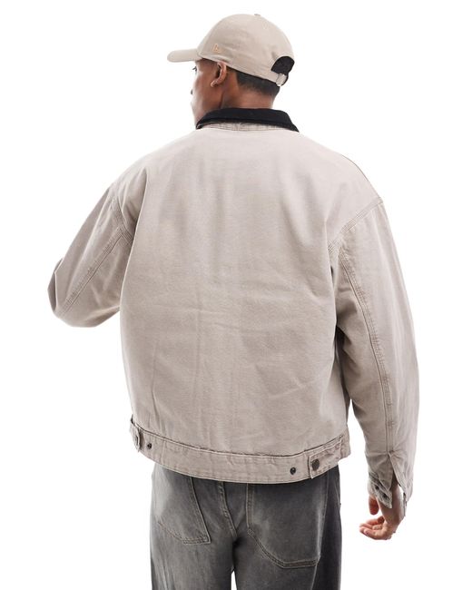 Jack & Jones Natural Twill Carpenter Jacket With Cord Collar for men