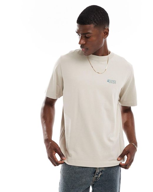 T-shirt épais oversize à petit logo poli - beige Abercrombie & Fitch pour homme en coloris White