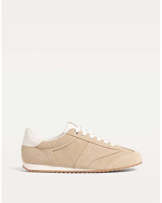 Stradivarius Natural Soft Leather Trainers