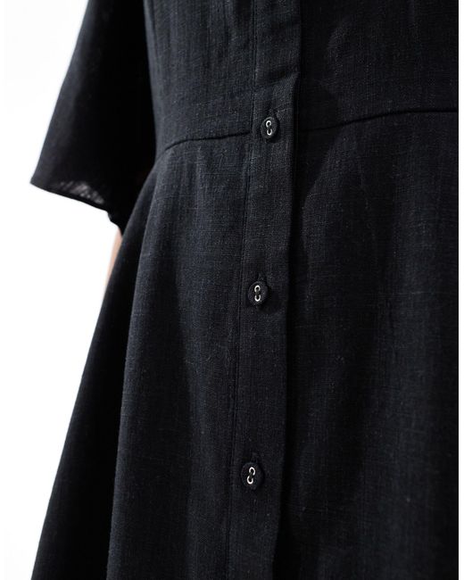 SELECTED Black Gulia Linen Blend Dress