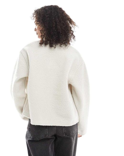Pieces White Short Teddy Jacket