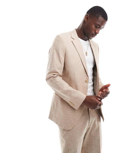 Jack & Jones Natural Premium Linen Mix Slim Fit Blazer for men
