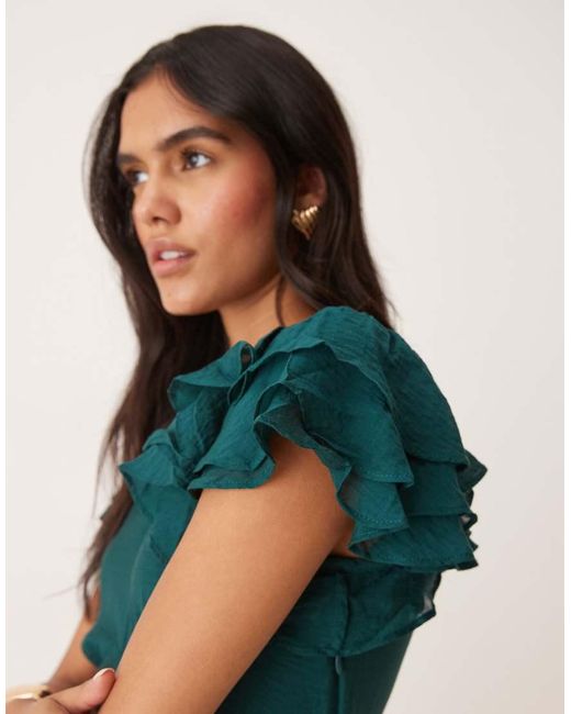 Nobody's Child Green Lola Ruffle Sleeve Midaxi Dress