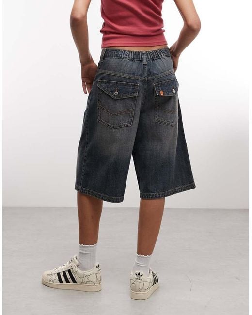 Collusion Blue Unisex Pleated Jorts