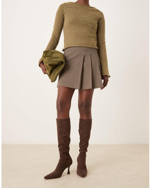 ASOS Natural – caitlin – kniehohe, eng anliegende stiefel aus wildlederimitat