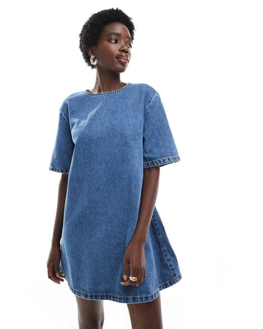 ASOS Blue Soft Denim T-shirt Mini Dress