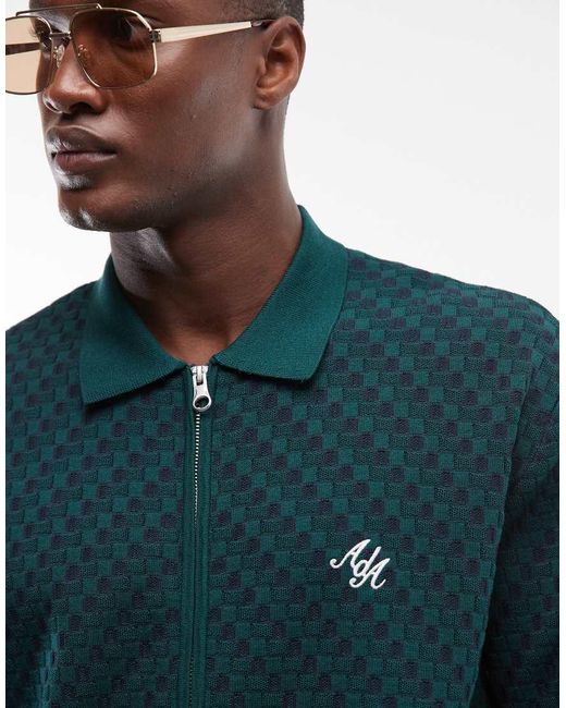 Alma de Ace Green Rezio Collar Knit Jacket Co-Ord for men