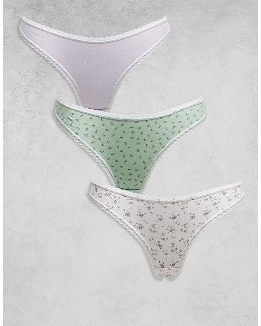 ASOS Set Van 3 Strings Met Kanten Rand in het Gray