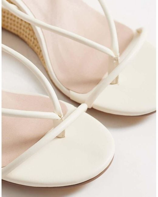 London Rebel White Mary Wedge Heeled Strappy Sandals