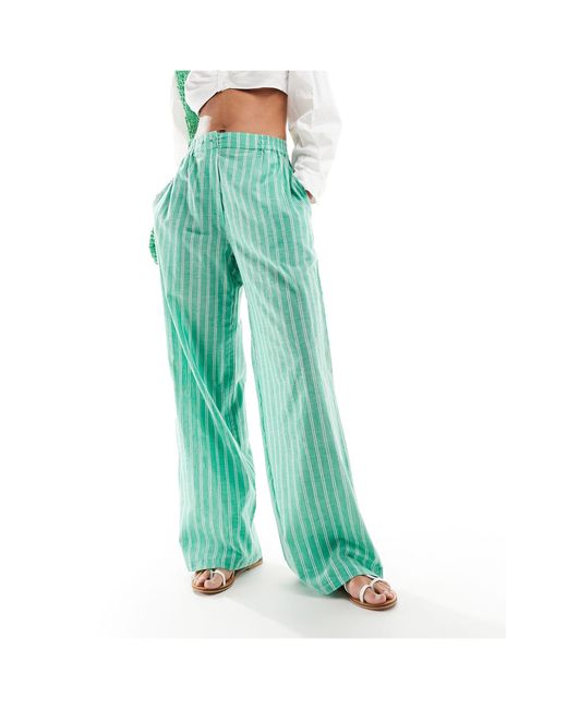ASOS Green Pull On Trouser With Tab Waistband