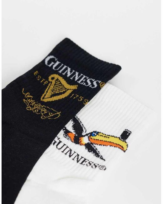 ASOS Black 2 Pack Socks With Guinness Graphic for men