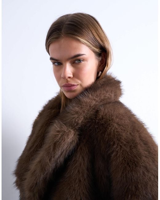 TOPSHOP Brown – kurz geschnittene jacke aus kunstpelz