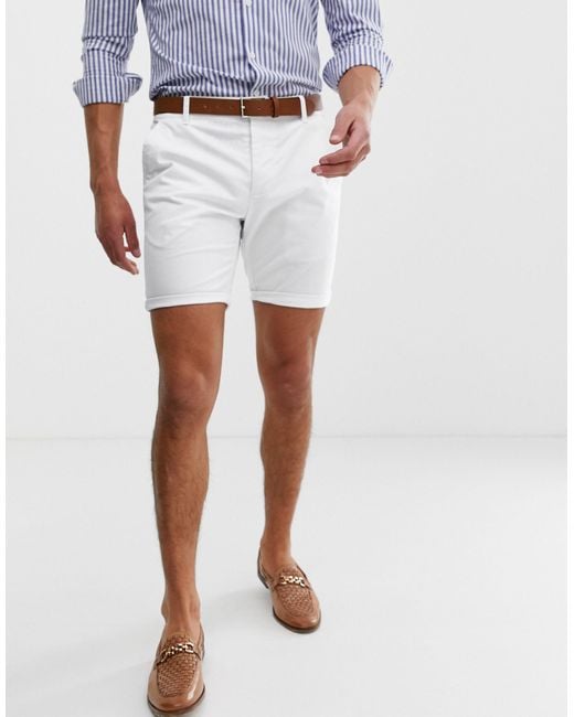 ASOS Skinny Chino Shorts in White for Men | Lyst Australia