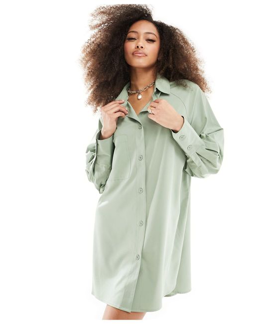 Sheila - robe chemise courte - sauge Threadbare en coloris Green