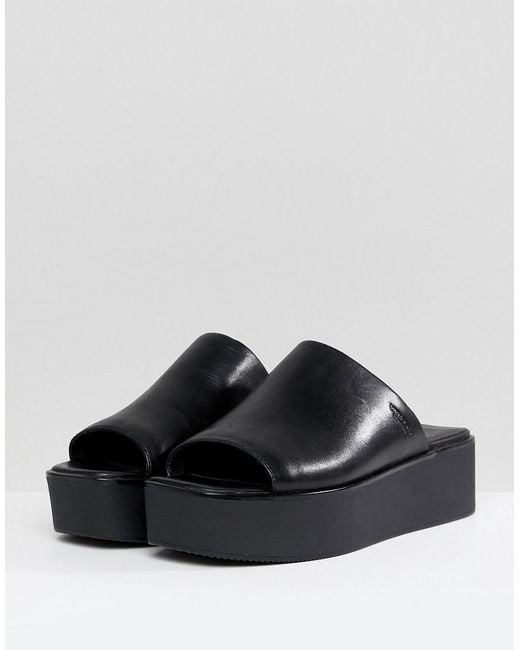 Vagabond Shoemakers Bonnie Black Leather Platform Slides | Lyst