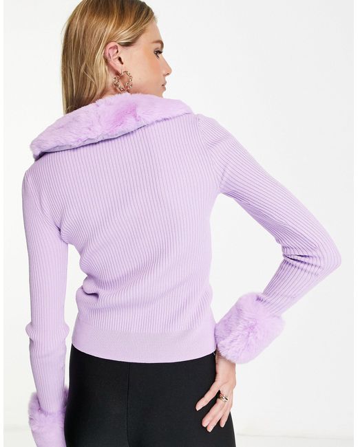 River island hotsell fur collar cardigan