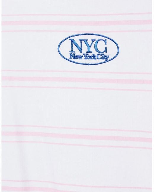 Pull&Bear Multicolor Striped Nyc Graphic T-shirt for men