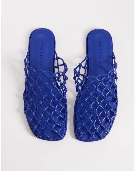 ASOS Blue Mercy Woven Flat Mules