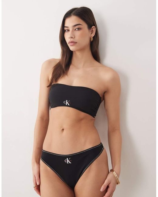 Calvin Klein Black Logo Bandeau Bikini Top