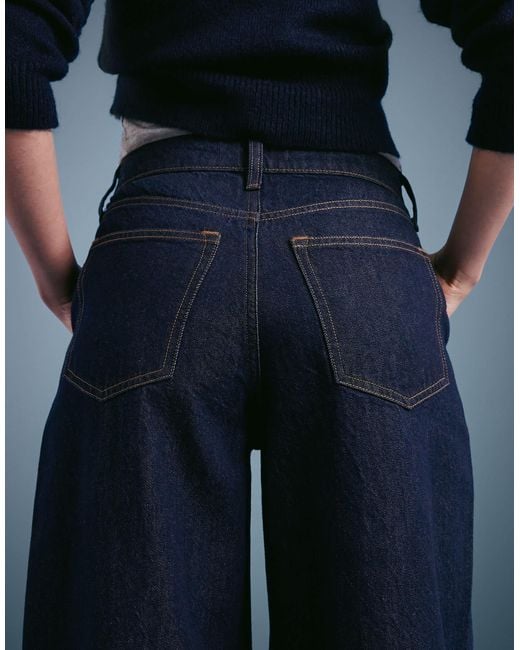 Jean large à taille haute et poches - indigo Abercrombie & Fitch en coloris Blue