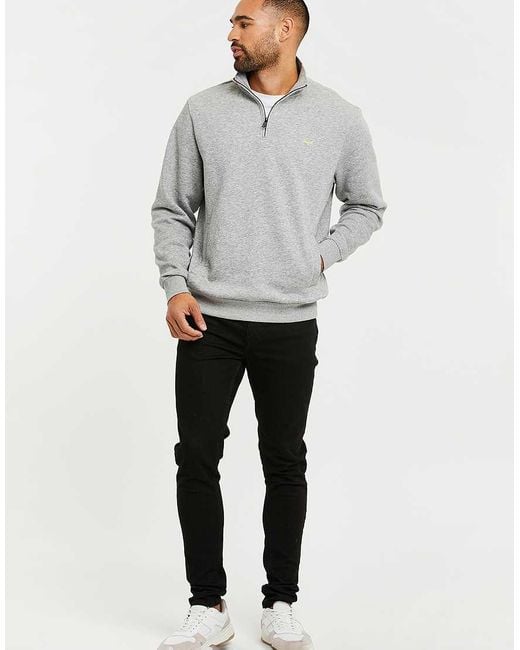 Threadbare Gray Quarter Zip Sweatshirt for men