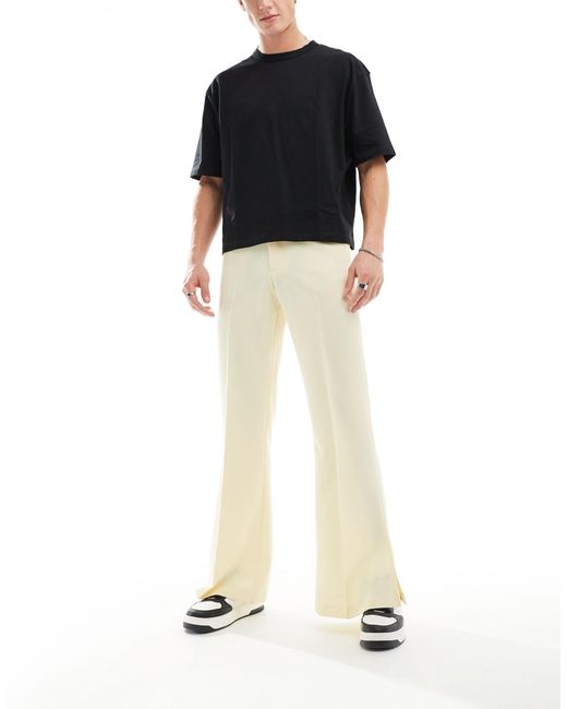 ASOS White Smart Vintage Flare Trousers With Side Split for men