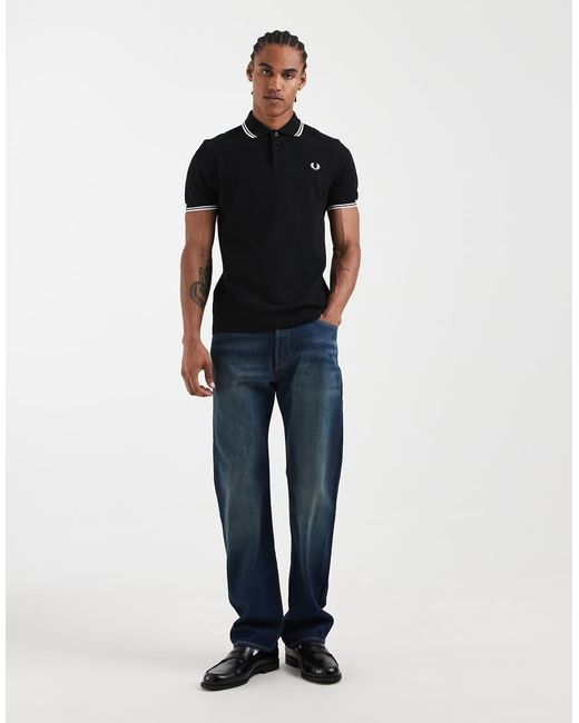 Fred Perry Black Twin Tipped Logo Polo for men