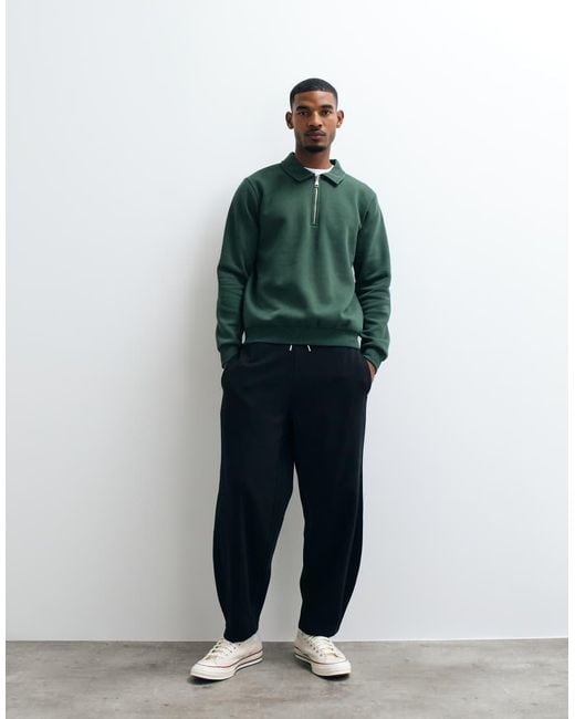 ASOS Green Long Sleeve Zip Polo for men