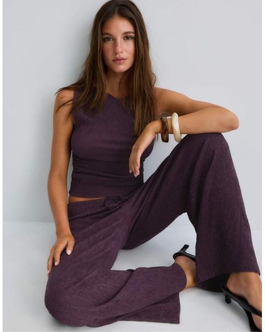 Stradivarius Blue Flowing Creased-Effect Trousers