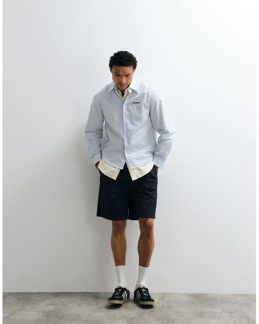 Prohibited White Dugout Long Sleeve Stripe Shirt for men