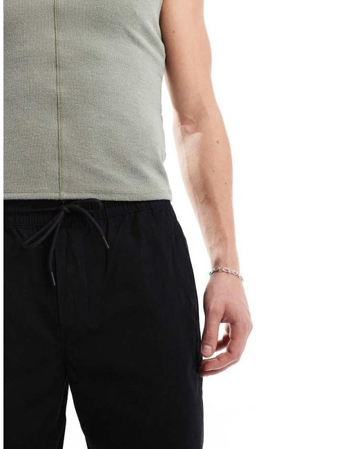 Only & Sons Black Pull On Twill Short for men