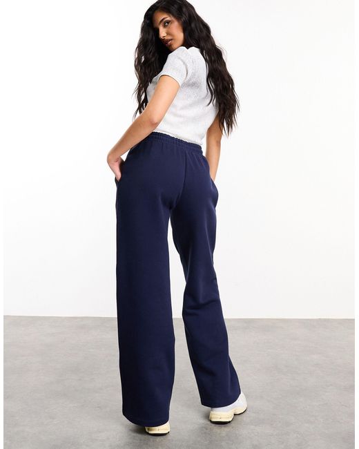 ASOS Blue Wide Leg Heavyweight Trackies With Faux Waistband