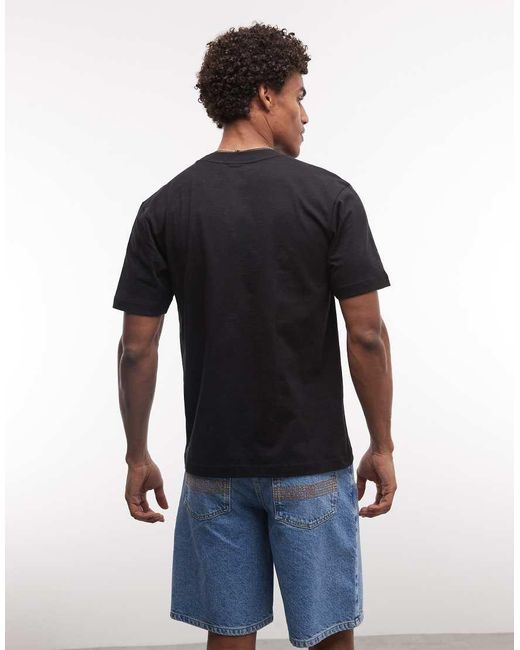 Parlez Black Short Sleeve Mateo Beach Graphic Logo T-shirt for men