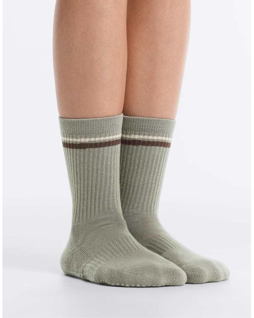 Oysho White 2 Pairs Of Classic Cotton Blend Yoga And Pilates Socks
