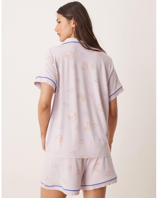 ASOS Pink Super Soft Premium Short Sleeve Shirt And Short Pyjama Set