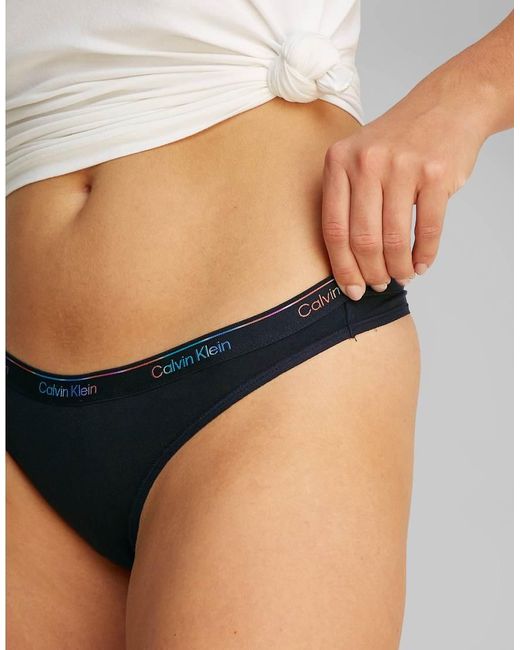 Calvin Klein Black Icon Logo 5 Pack Thongs Multicoloured