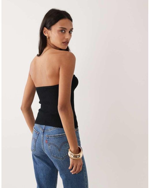 Abercrombie & Fitch Blue Bandeau Top With Structured Hardware Detail