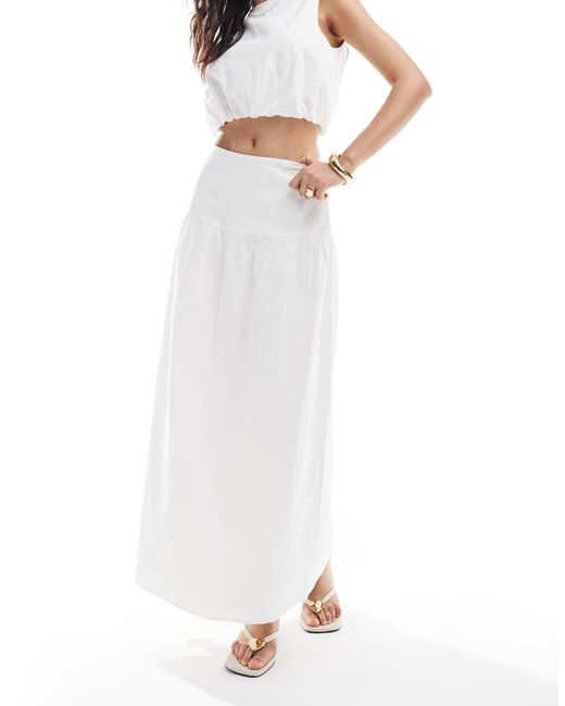 Falda Larga Blanca Con Cintura Baja De Popelina De (Parte De Un Conjunto) 4th & Reckless de color White