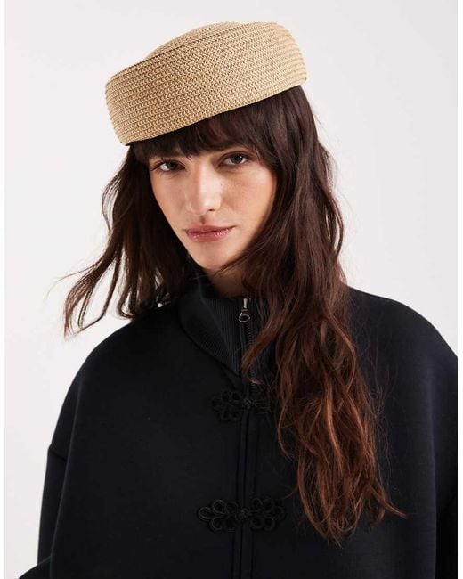 ASOS Black Straw Pillbox Hat