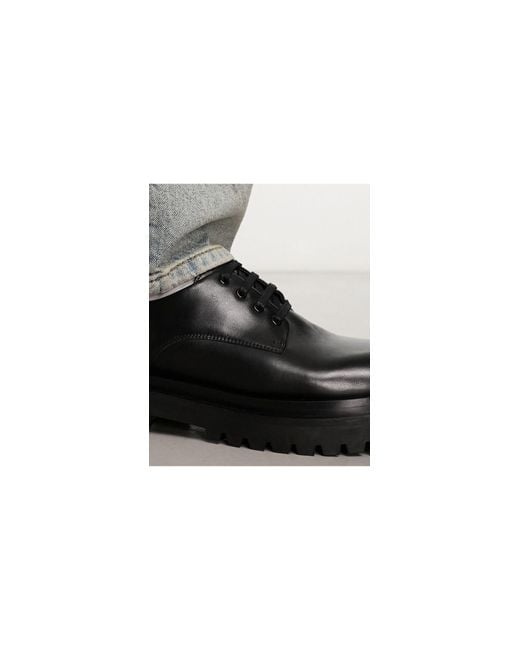 Walk London Gray Sully Derby Shoes for men
