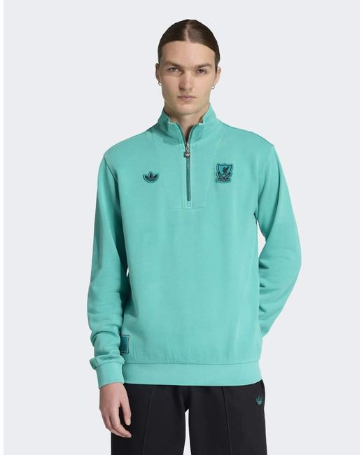 Adidas Originals Green Liverpool Fc Terrace Icons Half-Zip Top for men