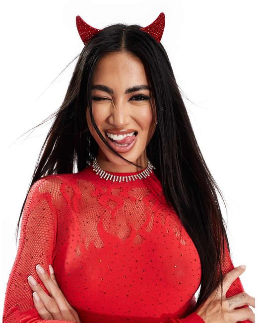 Ann Summers Red Halloween Diamante Devil Horn Headband