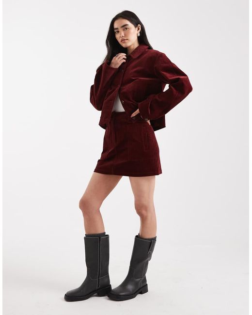 ASOS Red Cord Mini Skirt Co-Ord
