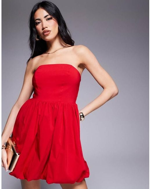 Vestido Corto Con Escote Palabra De Honor De River Island de color Red