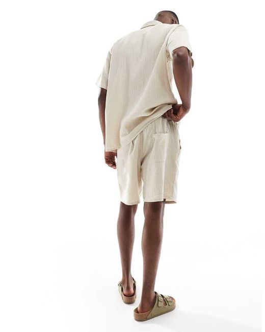 Jack & Jones Set Van Overhemd Met Reverskraag En Short Met Textuur in het Natural voor heren