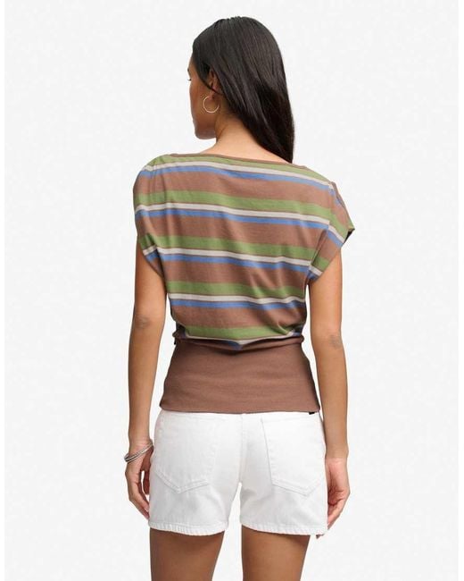Superdry Brown Deep Rib Stripe Bardot Top