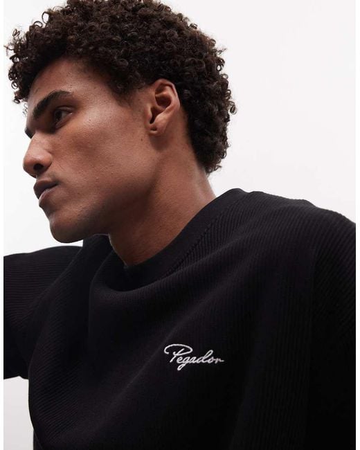 PEGADOR Black Signar Oversized Rib T-shirt Co-ord for men