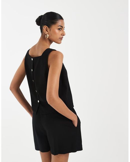 Vero Moda Black Sleeveless Top With Button Back Detail Co-ord