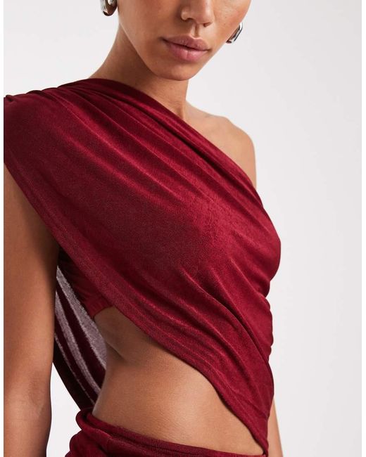 Edikted Red Fiora One Shoulder Cutout Minidress
