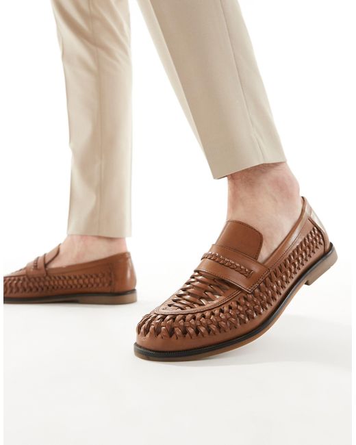 River Island Brown Woven Loafers for men